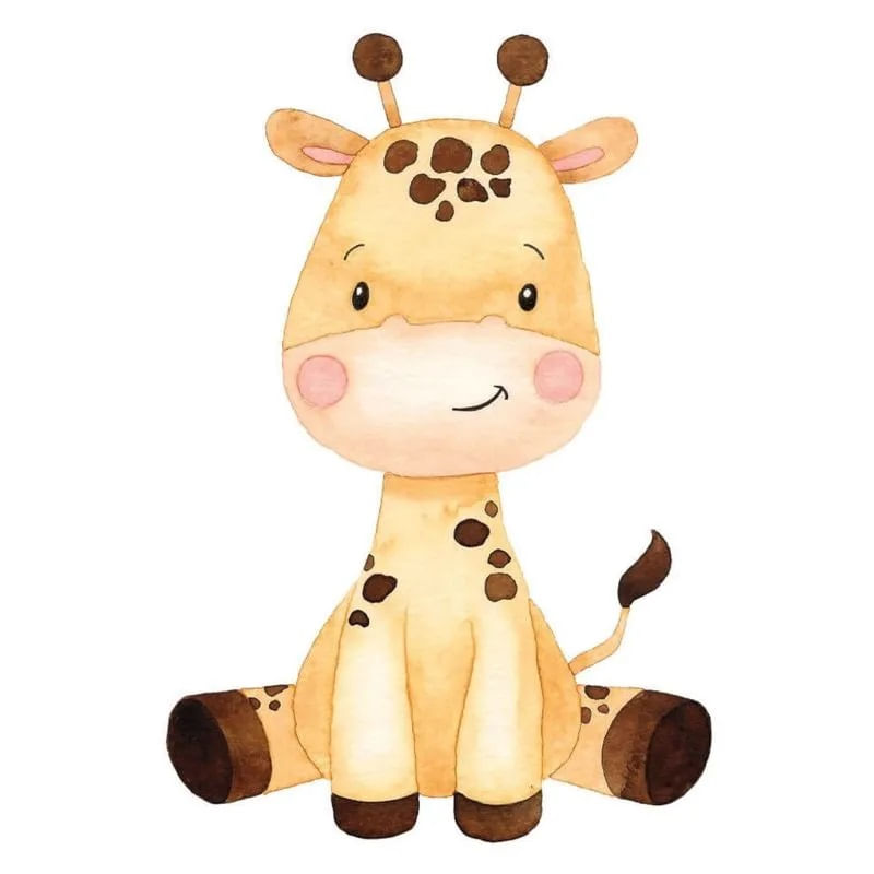 Aplique Papel Decoupage em Mdf Girafa Safari Kit 5 Un. Apm8-1394 8cm Litoarte