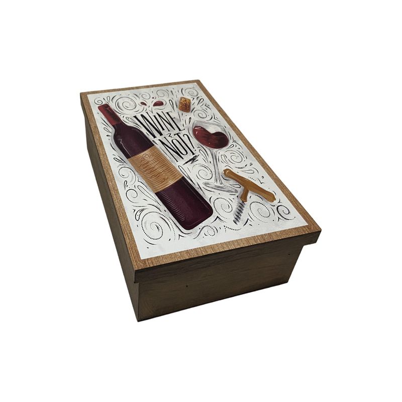 Caixa para Vinho Tampa de Sapato 1 Div Wine Not 35x20x10 Kit 10un Mdf Pintado Adesivado