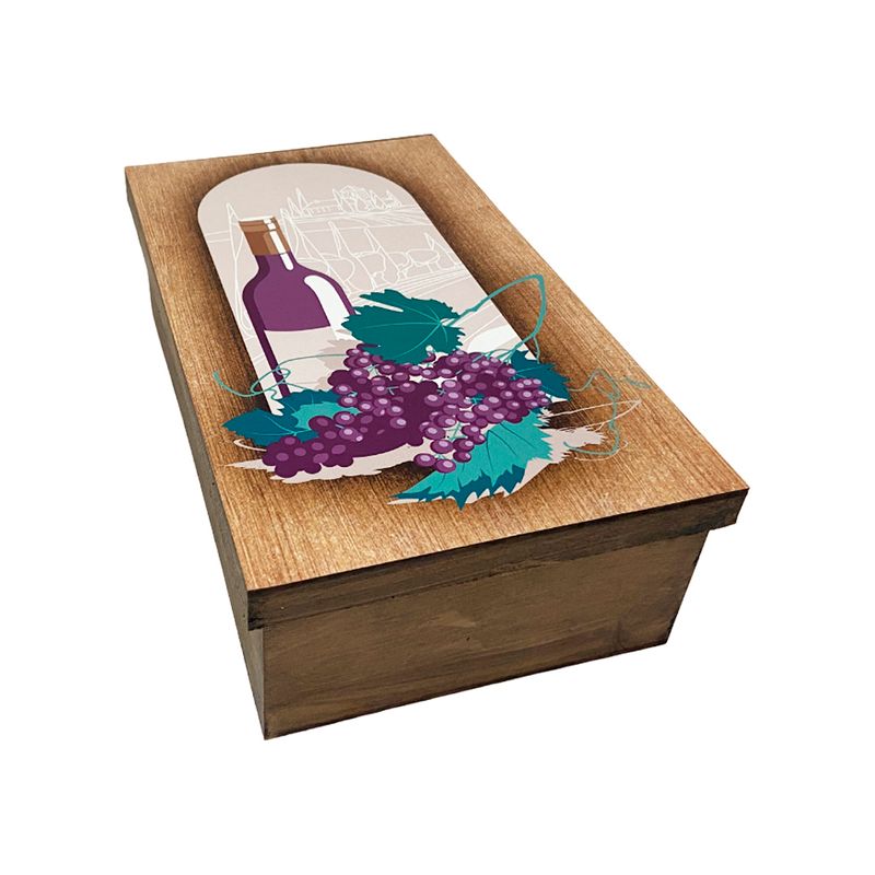 Caixa Mini Chandon Tampa de Sapato 1 Div Garrafa e Uvas 25x15x8 Kit 10un Mdf Pintado Adesivado