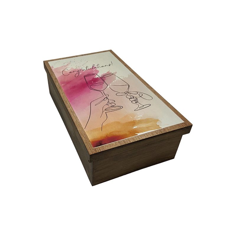 Caixa Mini Chandon Tampa de Sapato 1 Div Congratulation 22x16x8 Mdf Madeira Pintado Adesivado