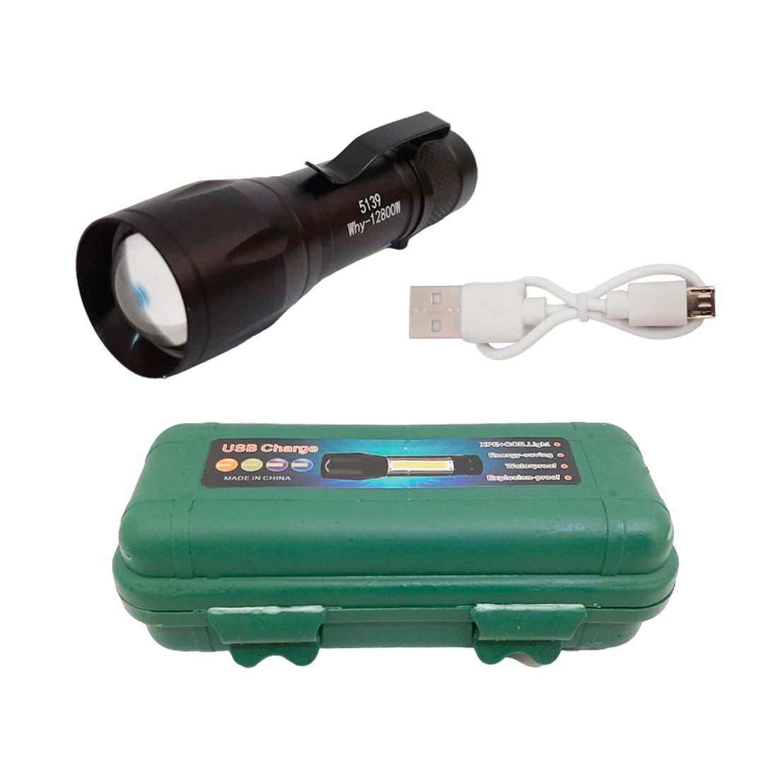 Mini Lanterna Tática Com Led E Zoom Recarregável Usb luz forte
