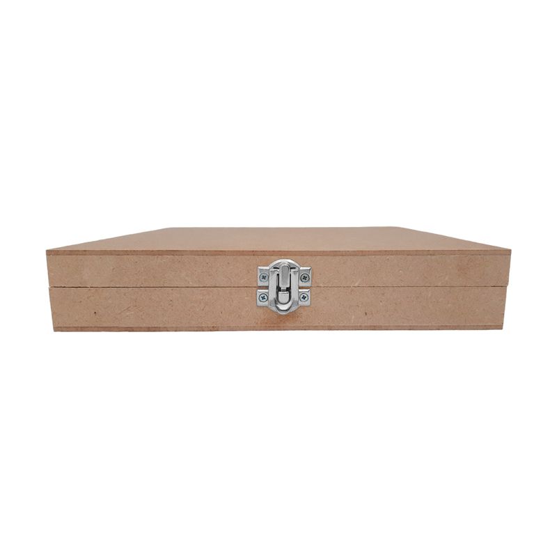 Caixa Quadrada Dobradiça e Fecho Maleta 24x24x4 Kit 10un Mdf Madeira NÍQUEL