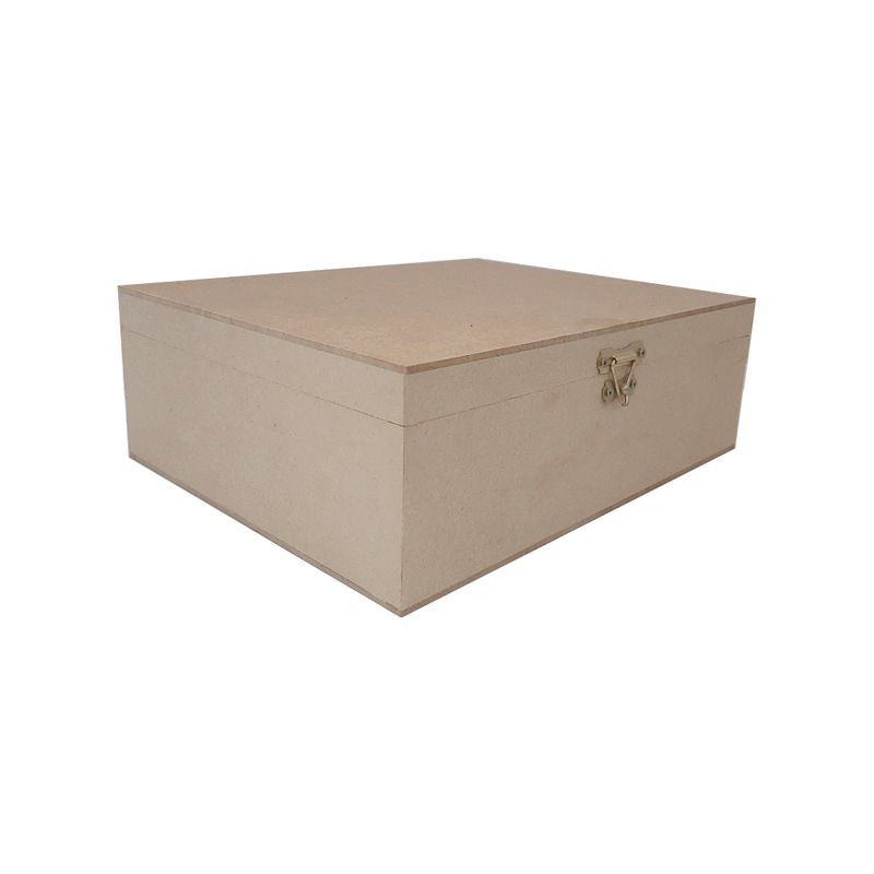 Caixa Retangular com Fecho e Dobradiça 25x20x7 Mdf 6mm Madeira