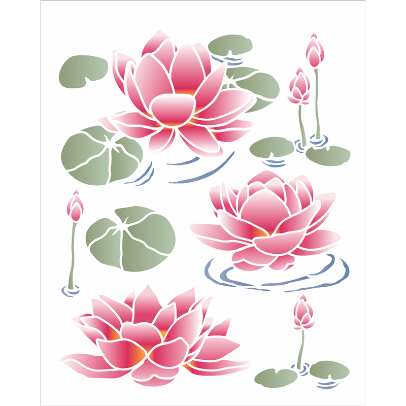 Stencil Pintura Opa Flor de Lotus na Água 20x25 3502