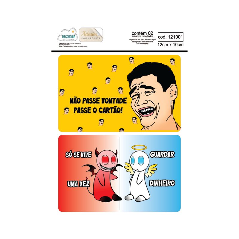 Adesivo para Cartão de Crédito e Débito Engraçados Película Skin Card 2 Adesivos Decoucria 121001