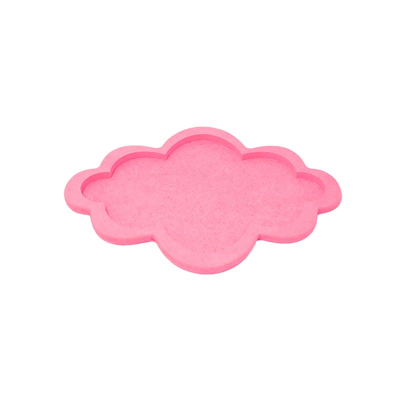 Bandeja Nuvem Festa Decoração M 30x22x2 Kit 3un Madeira Mdf Pintado ROSA