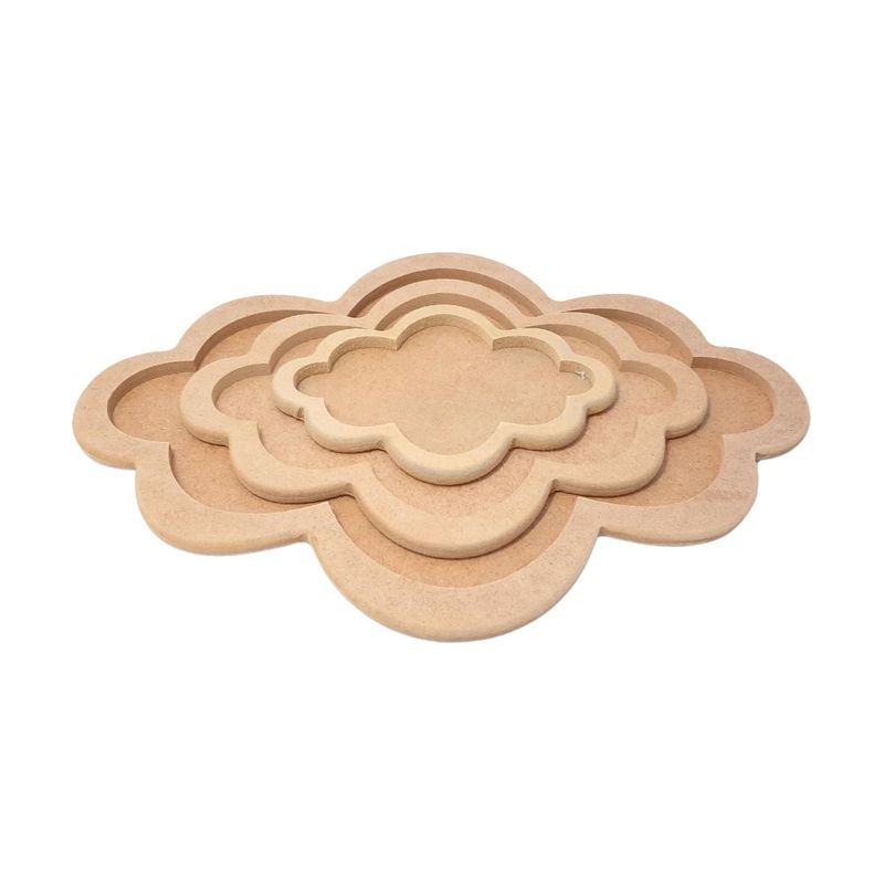 Trio de Bandeja Pmg Nuvem Festa Decoração Madeira Mdf