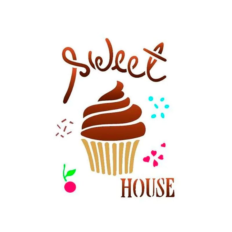 Stencil Simples Doces Sweet House Opa2238 15x20