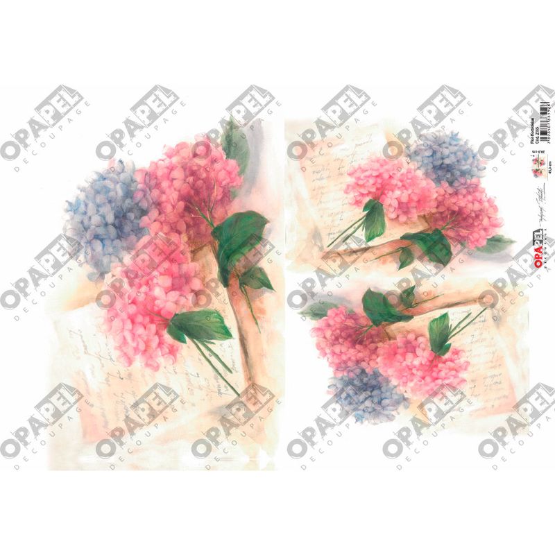 Papel Decoupage Opapel 30x45cm Flor Hortensias 2395 Opa