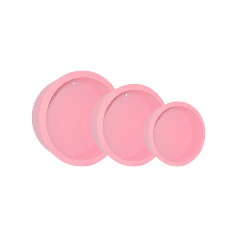 Trio de Nicho Redondo Decorativo Infantil P M G Madeira Mdf Pintado ROSA BEBÊ