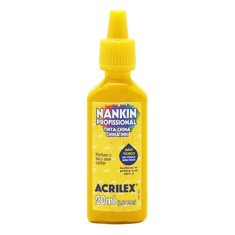 Tinta Nankin Profissional para Contornos 20ml Acrilex AMARELO OURO