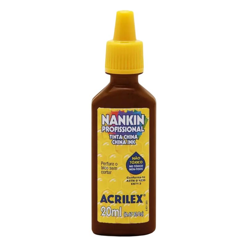 Tinta Nankin Profissional para Contornos 20ml Acrilex MARROM