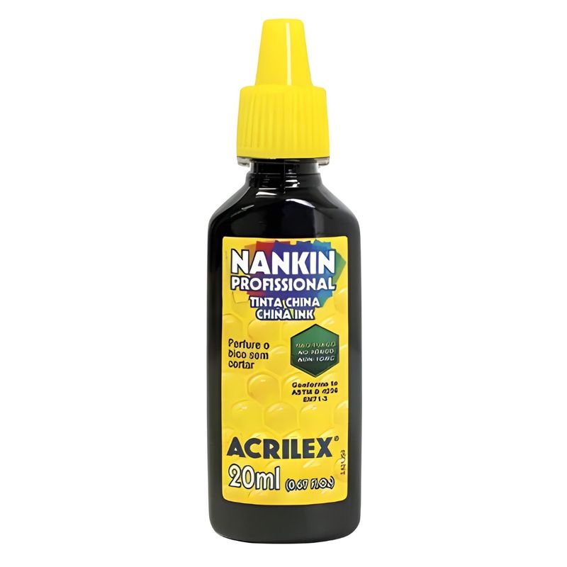 Tinta Nankin Profissional para Contornos 20ml Acrilex PRETO