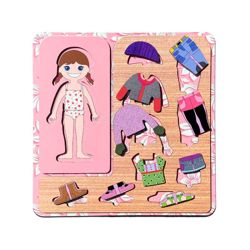 Quebra Cabeça Educativo Infantil Estilista Troca de Roupa Pedagógico Menina
