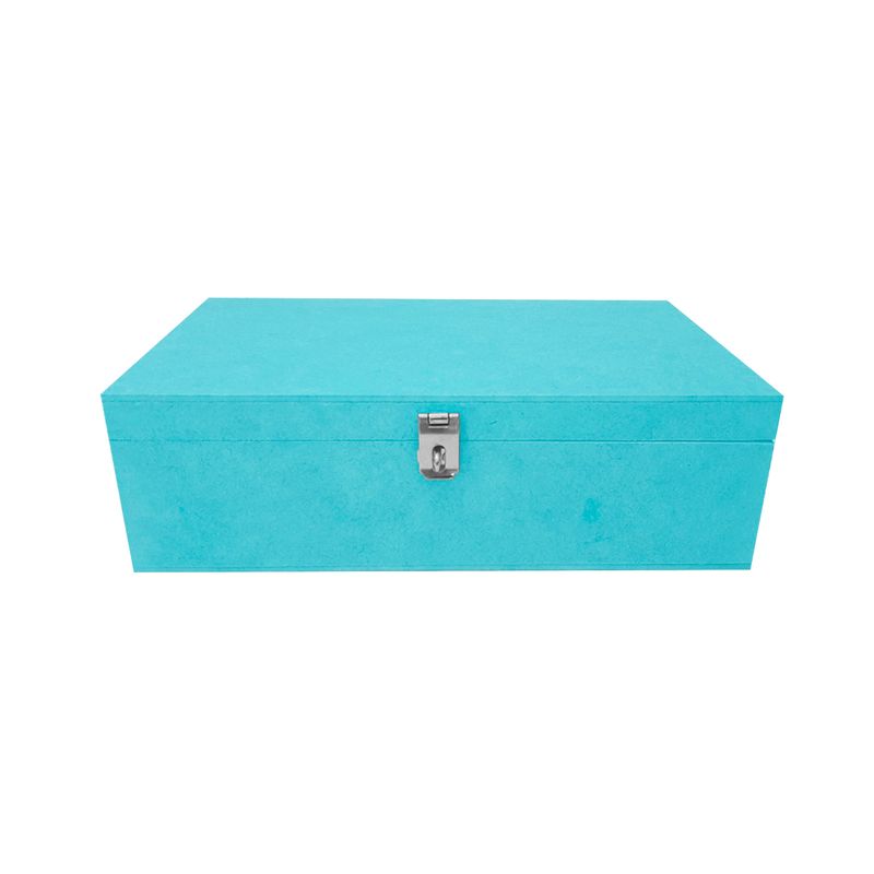 Caixa Retangular para Mini Chandon com Dobradiça e Fecho Níquel 1 Div 28x16x8 Mdf Madeira Pintado AZUL BEBÊ