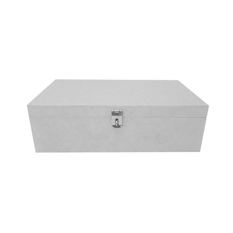Caixa Retangular para Mini Chandon com Dobradiça e Fecho Níquel 1 Div 28x16x8 Mdf Madeira Pintado BRANCO