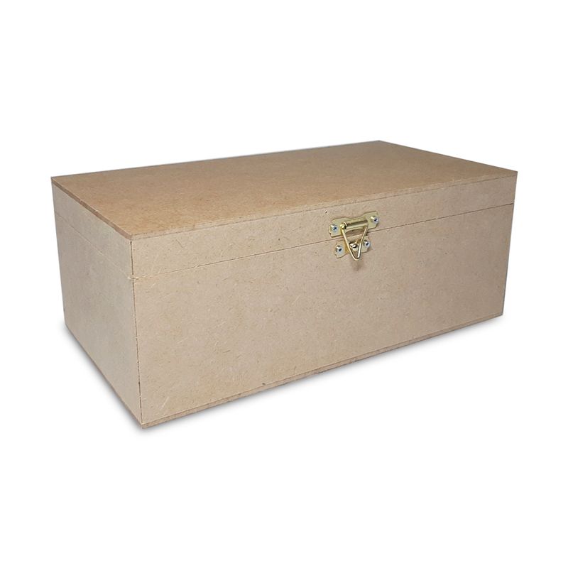 Caixa Retangular com Dobradiça e Fecho 26x14x10 Mdf Madeira