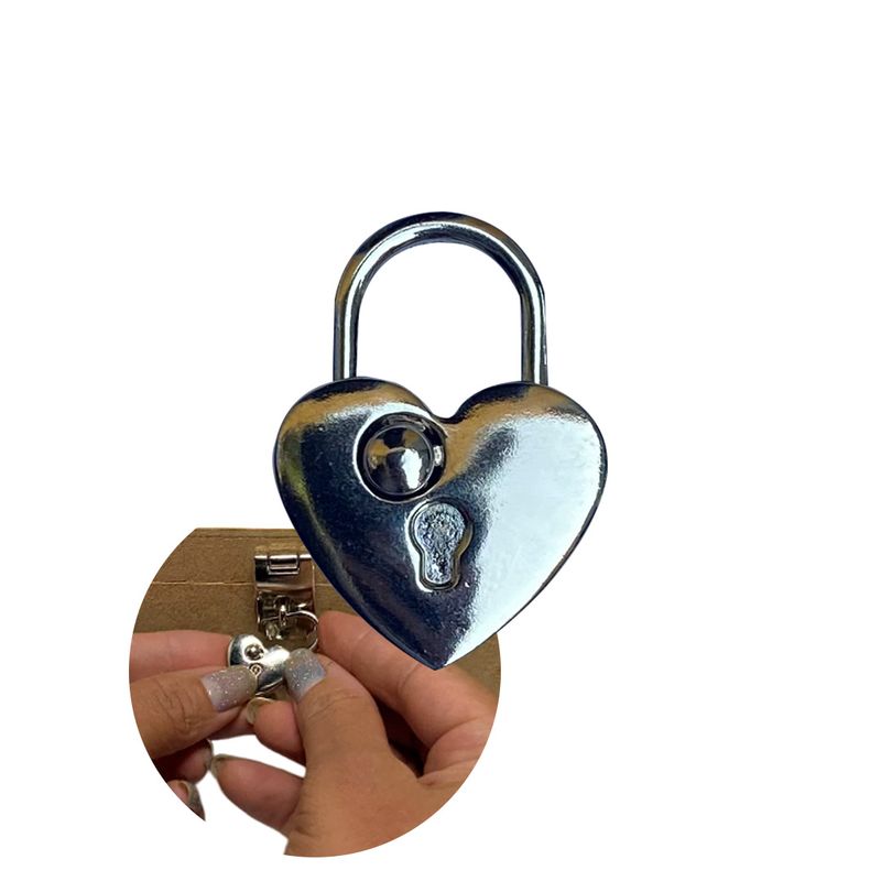Cadeado Automático Modelo Coração para Caixa Maleta Artesanato Kit 3 Unidades NÍQUEL