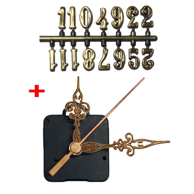 Máquina de Relógio Tic Tac Quartz de Parede 16,5mm com Ponteiros Luiz Xv 7,5cm e Número Ouro