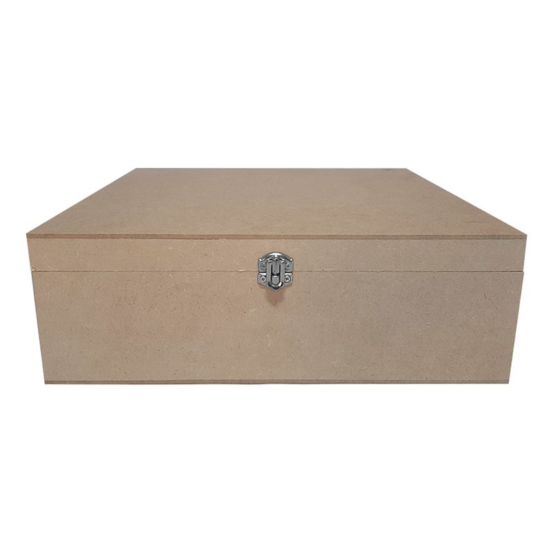 Caixa Quadrada com Dobradiça e Fecho Personalizado 30x30x10 Mdf Madeira NÍQUEL