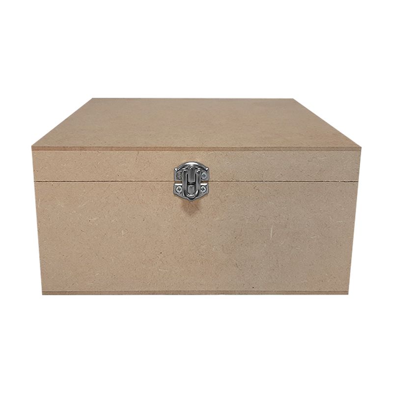 Caixa Quadrada com Dobradiça e Fecho Personalizado 20x20x10 Mdf Madeira NÍQUEL