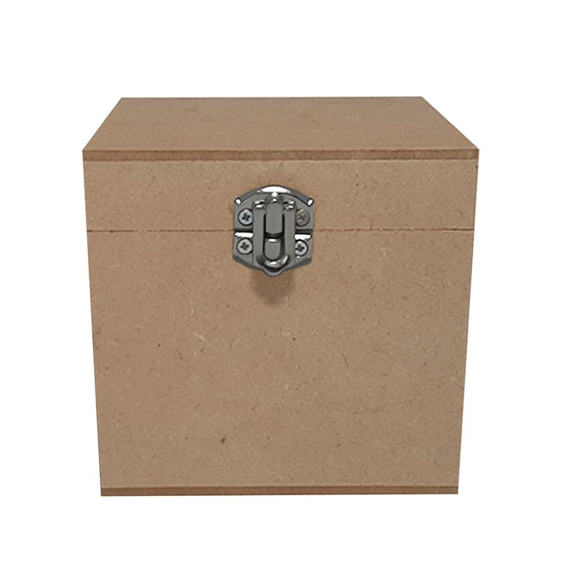 Caixa Quadrada com Dobradiça e Fecho Personalizado 10x10x10 Mdf Madeira NÍQUEL