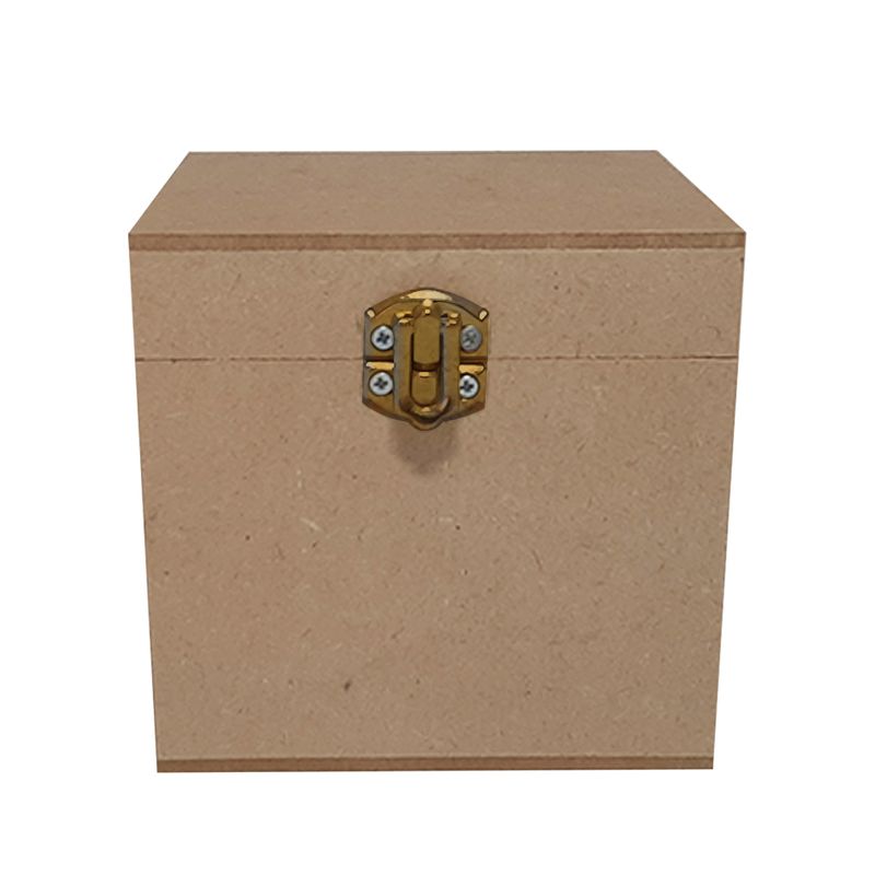 Caixa Quadrada com Dobradiça e Fecho Personalizado 10x10x10 Mdf Madeira OURO VELHO