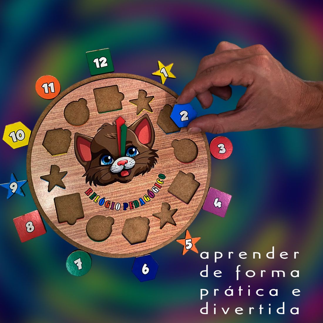 Relógio Pedagógico Infantil Didático Educativo 21x21 Mdf Madeira ...