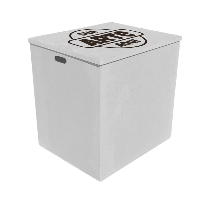 Caixa Retangular Grande com Alça Tampa Sapato Gravada Laser 52x43x53 Mdf 4mm Madeira Pintado BRANCO