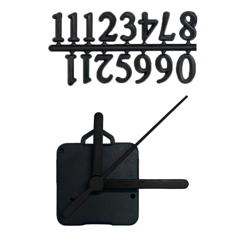 Máquina de Relógio Tic Tac Quartz de Parede 16,5mm Ponteiros Palito 7,3cm Preto