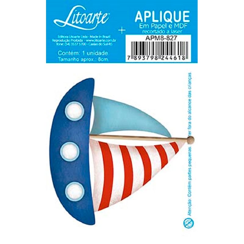 Aplique Decoupage Barco Apm8-827 em Papel e Mdf 8cm Litoarte