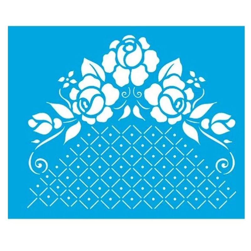 Stencil Especial Pintura Flores 21,1x17,2 Stm-158 - Litoarte