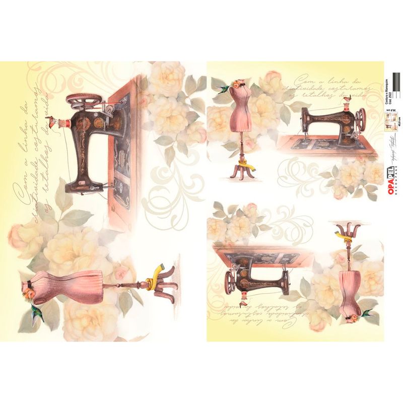 Kit 5 Papel Decoupage Opapel 30x45cm 2522 - Costura e Manequim Opa