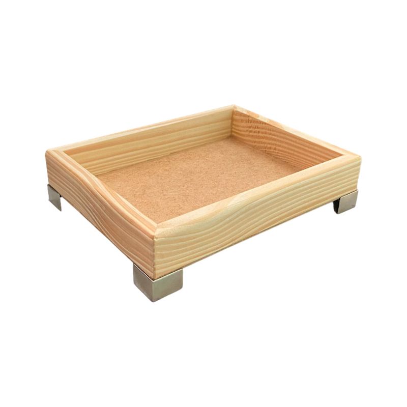 Bandeja Retangular sem Alça 18,5x14,5x3 com Pé Reto Liso Madeira Pinus 10mm NÍQUEL