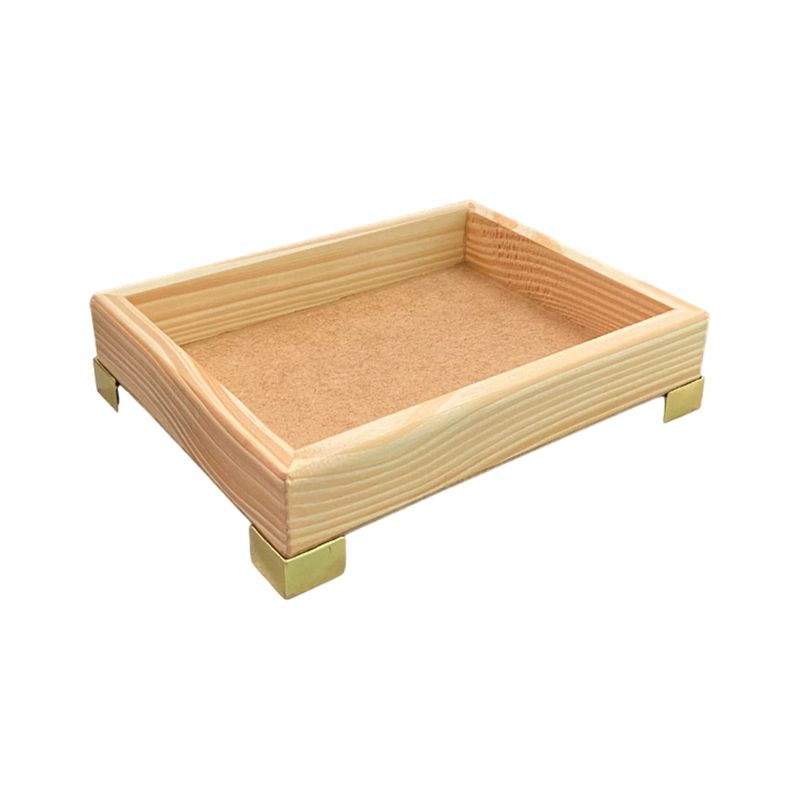Bandeja Retangular sem Alça 18,5x14,5x3 com Pé Reto Liso Madeira Pinus 10mm OURO