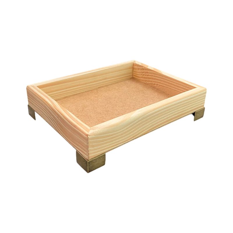 Bandeja Retangular sem Alça 18,5x14,5x3 com Pé Reto Liso Madeira Pinus 10mm OURO VELHO