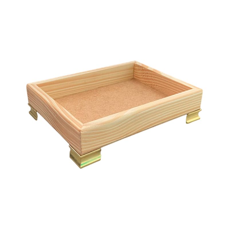 Bandeja Retangular sem Alça 18,5x14,5x3 com Pé Canaleta Madeira Pinus 10mm OURO