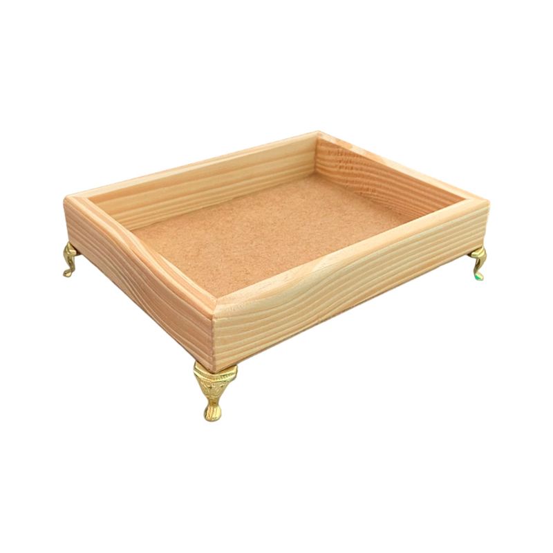 Bandeja Retangular sem Alça 18,5x14,5x3 Madeira Pinus 10mm com Pezinho Médio DOURADO