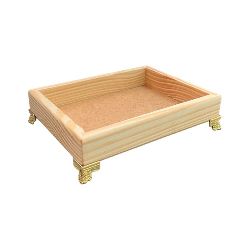 Bandeja Retangular sem Alça 18,5x14,5x3 com Pé Piano Madeira Pinus 10mm DOURADO