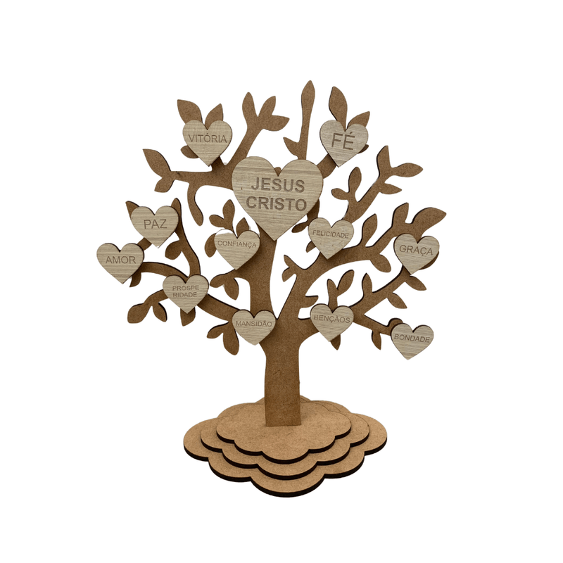 Árvore da Vida com Palavras Religiosas Mdf Madeira