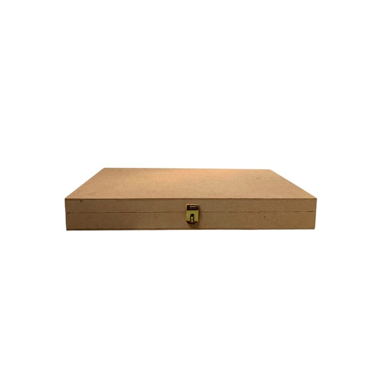 Caixa Dobradiça Organizadora com Fecho Personalizado 36x21x5 Mdf Madeira DOURADO