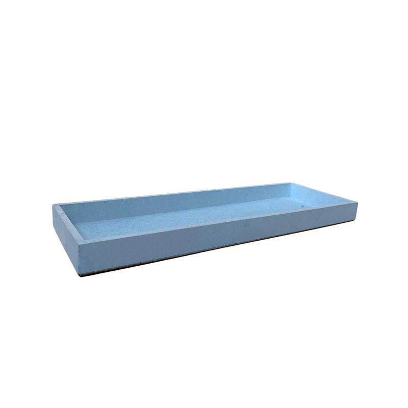 Bandeja Retangular Rustica Decoração Pintada Kit 3 Unidades 39x13x2,5 Mdf Madeira AZUL BEBÃ?