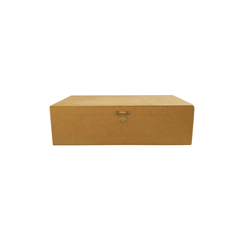 Caixa Retangular para Vinho Divisória, Dobradiça e Fecho Kit 3 Unidades 35x20x10cm Mdf Madeira