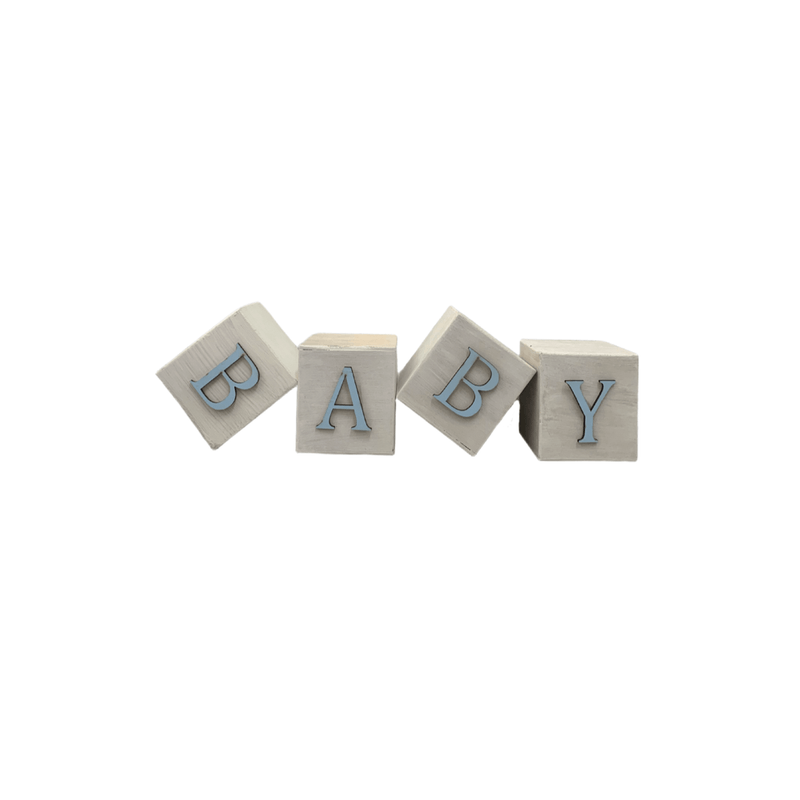 Cubo Branco Letra Azul Bebê Festa Chá de Bebê Decoração 8x8x8 Cm Mdf Madeira LETRA A