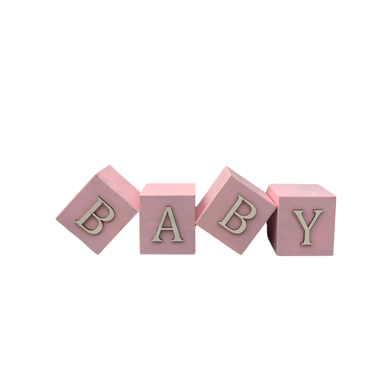 Cubo Rosa Bebê Letra Branca Festa Chá de Bebê Decoração 8x8x8 Cm Mdf Madeira LETRA A