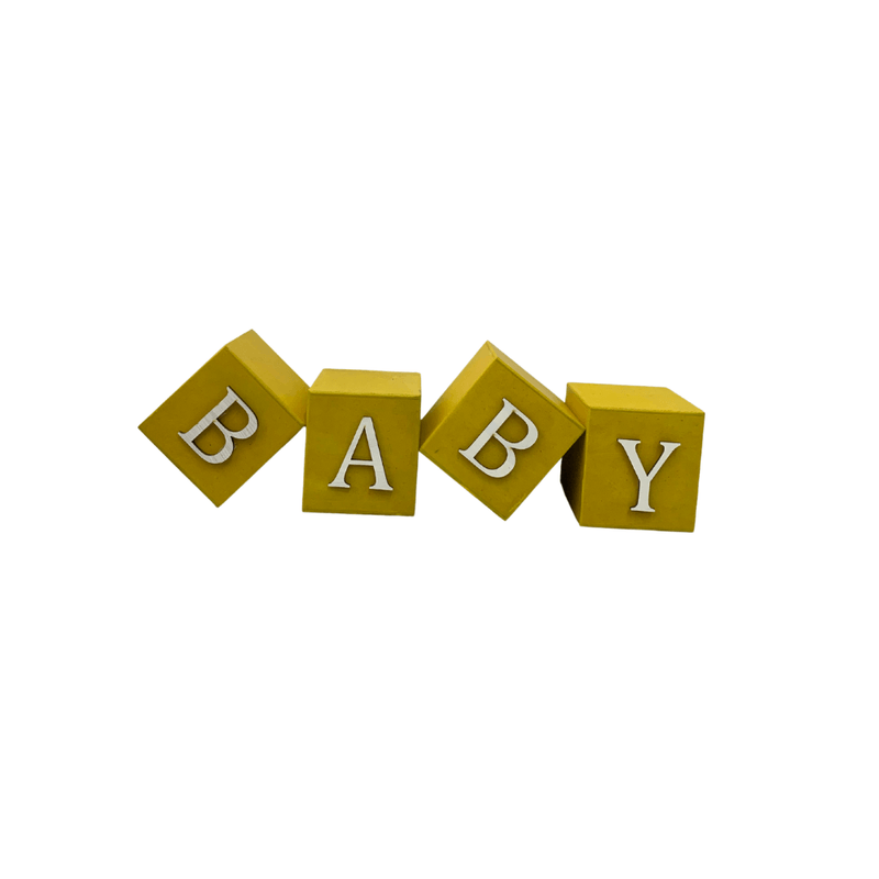 Cubo Amarelo Letra Branca Festa Chá de Bebê Decoração 8x8x8 Cm Mdf Madeira LETRA A