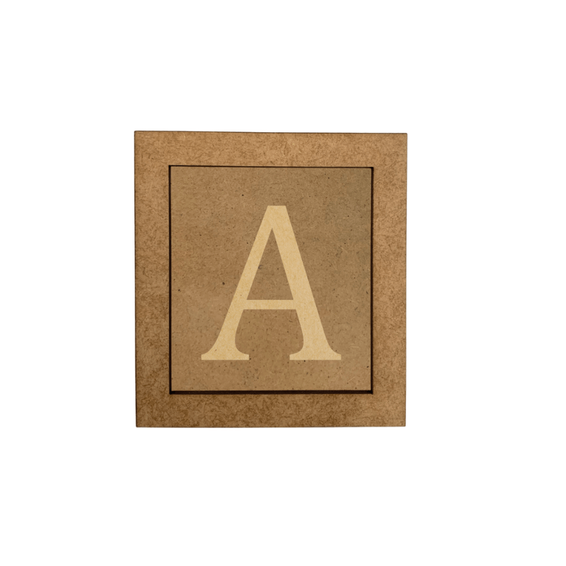 Cubo com Aplique e Letra Festa Chá de Bebê Aniversário Mdf Madeira LETRA A
