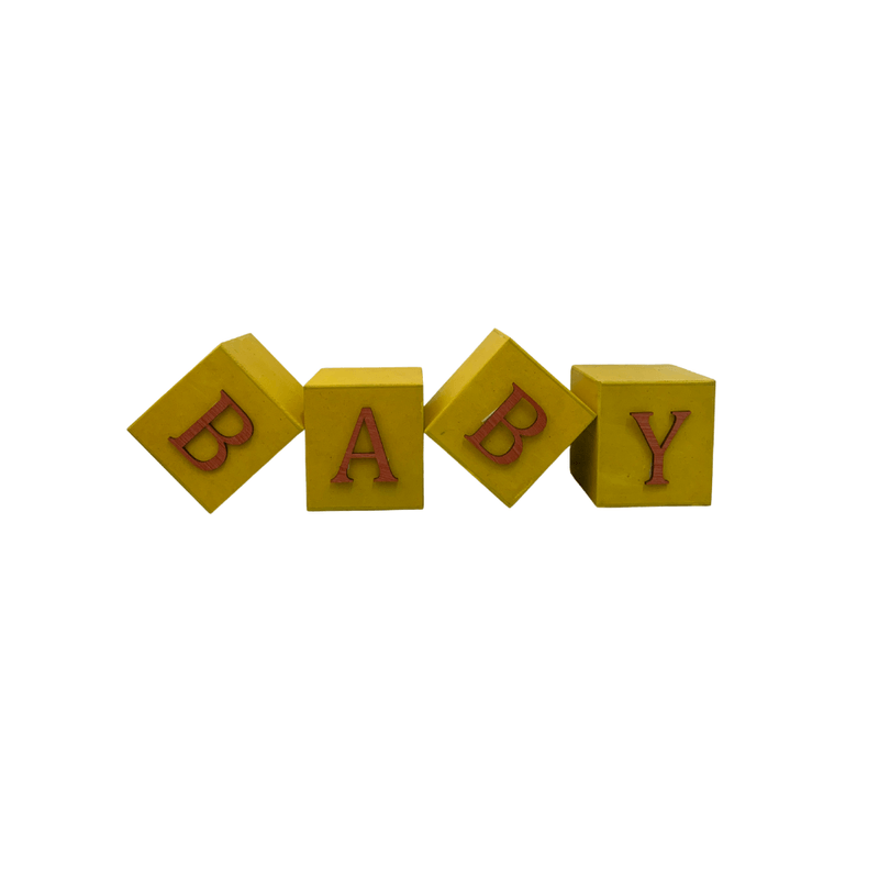 Cubo Amarelo Letra Vermelha Festa Chá de Bebê Decoração 8x8x8 Cm Mdf Madeira LETRA A