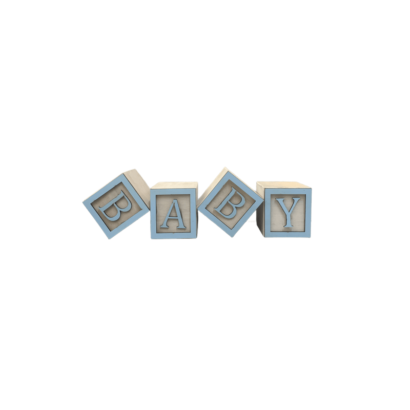 Cubo Branco Letra Azul Bebê com Aplique Festa Chá de Bebê Decoração 8x8x8 Cm Mdf Madeira LETRA A