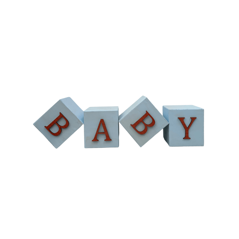 Cubo Azul Bebê Letra Vermelho Festa Chá de Bebê Decoração 8x8x8 Cm Mdf Madeira LETRA A